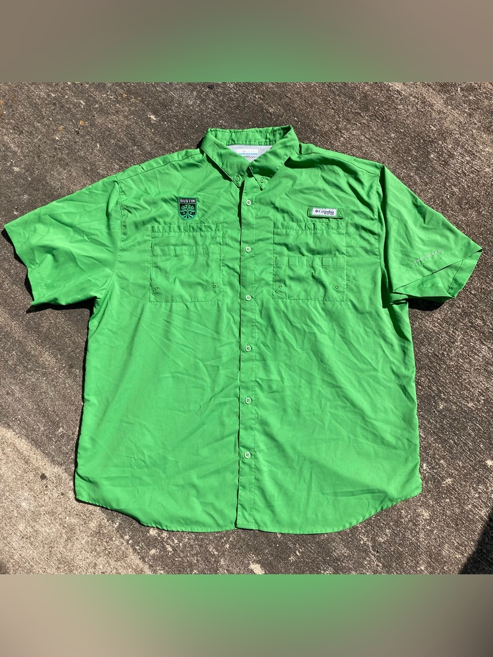 Austin FC Shirt Mens 2XL XXL Green Columbia PFG New Performance Button MLS Logo